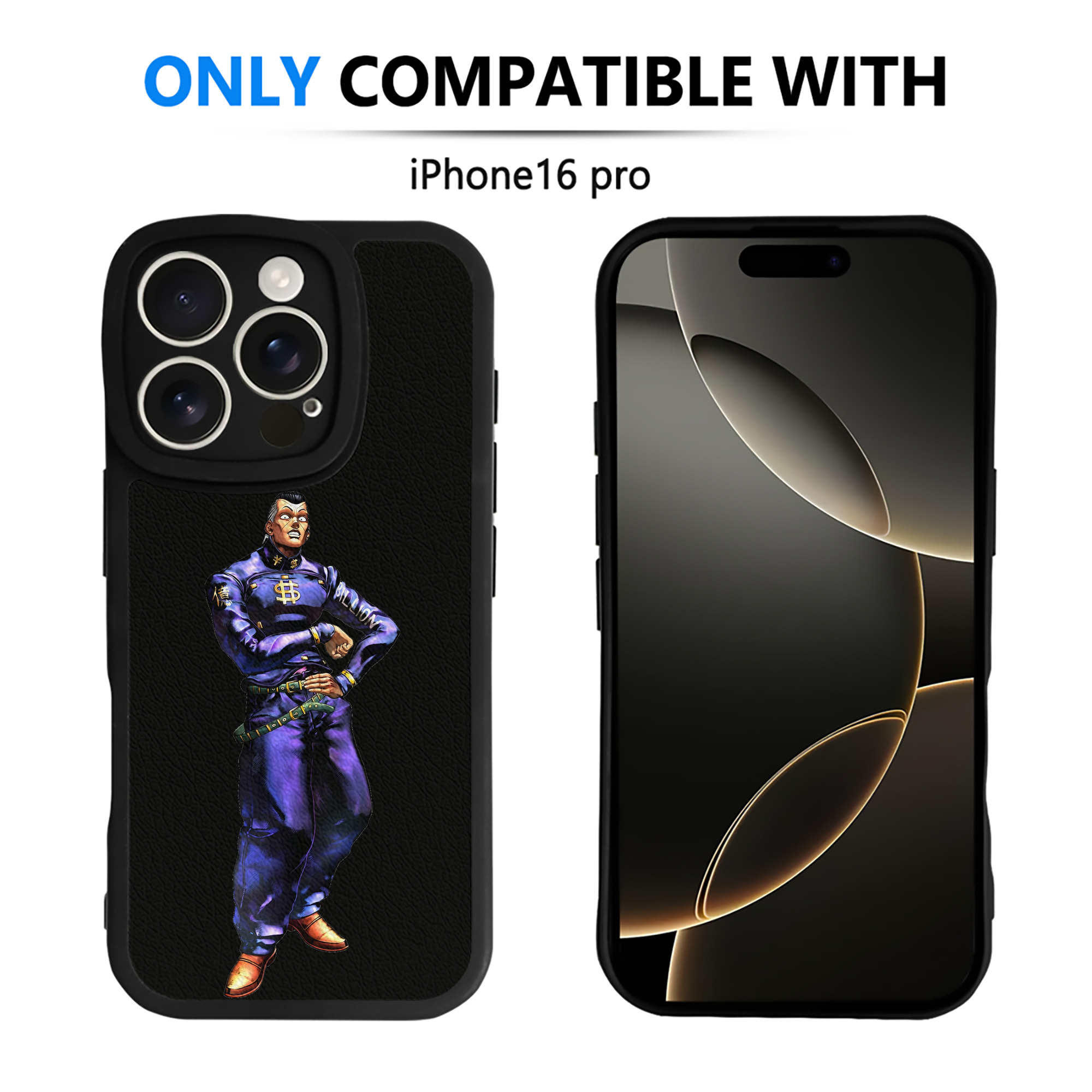（画像用） ジョジョの奇妙な冒険 虹村億泰 にじむら おくやす JoJo's Bizarre Adventure Nijimura Okuyasu 【iPhone 16シリーズ対応】シリコンスマホケース（レザー調） 材質：シリコン